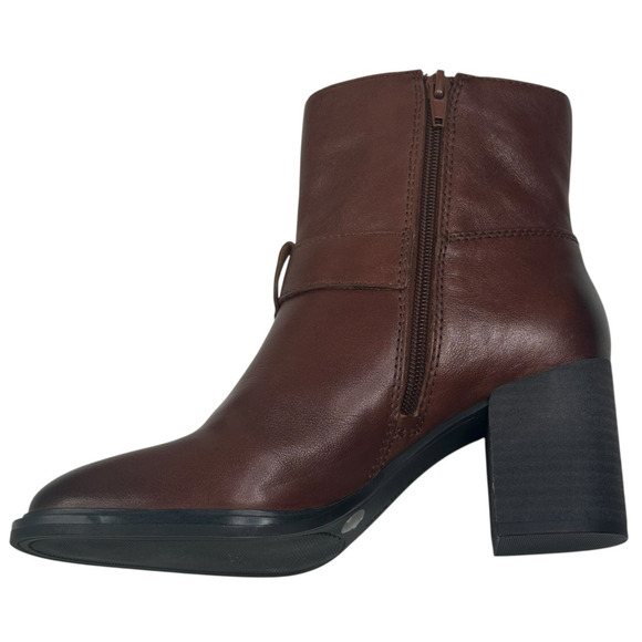 Lucky Brand Achelle Buckled Brown Leather Moto Booties Womens Size 7M New $150 - Picture 5 of 13